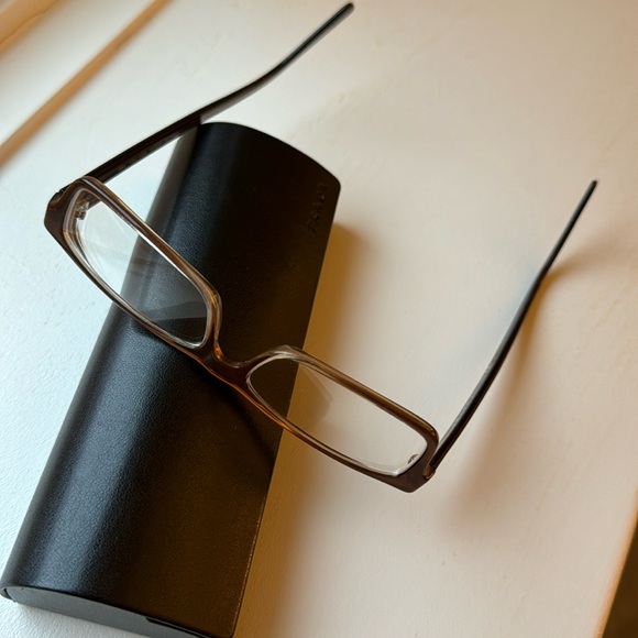 PRADA light brown rectangular eyeglass frames, excellent like new condition - Picture 5 of 8